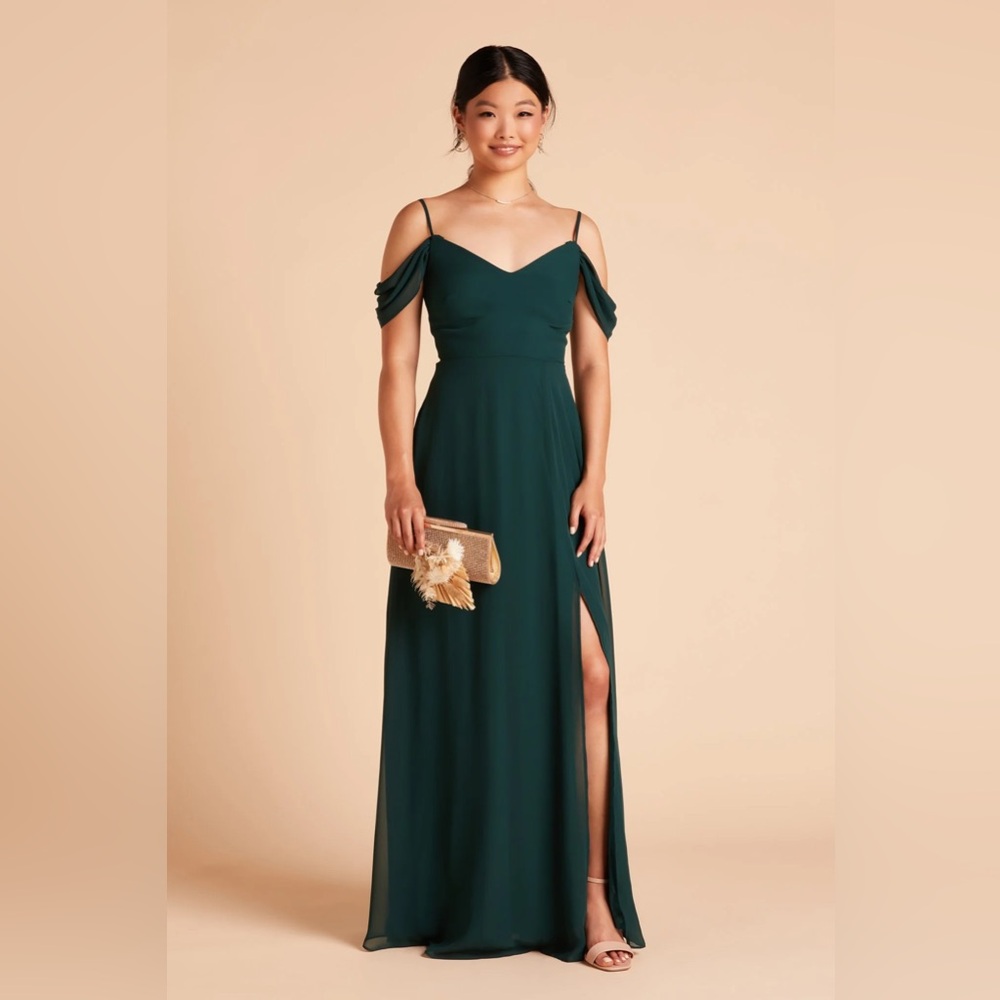 Birdy Grey Emerald Chiffon Devin Dress w/ Slit- size small